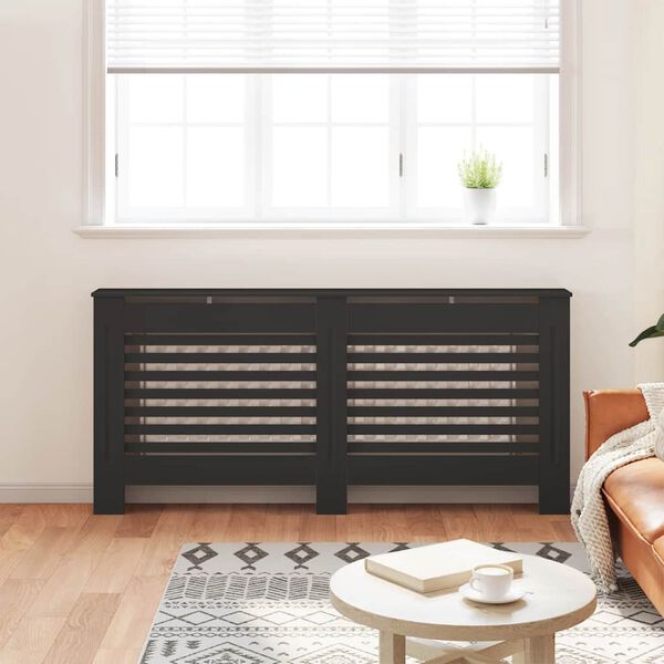 vidaXL Radiator Cover Black 172x19x81.5 cm MDF