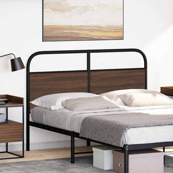 vidaXL Headboard Brown Oak 140 cm Steel and Engineered Wood