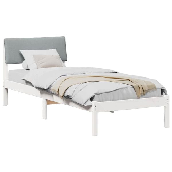 vidaXL Bed frame White and light grey 80 x 200 cm Solid pine wood