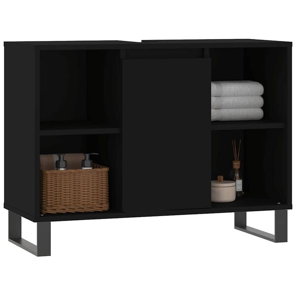 vidaXL Bathroom Cabinet Black 80x33x60 cm Engineered Wood