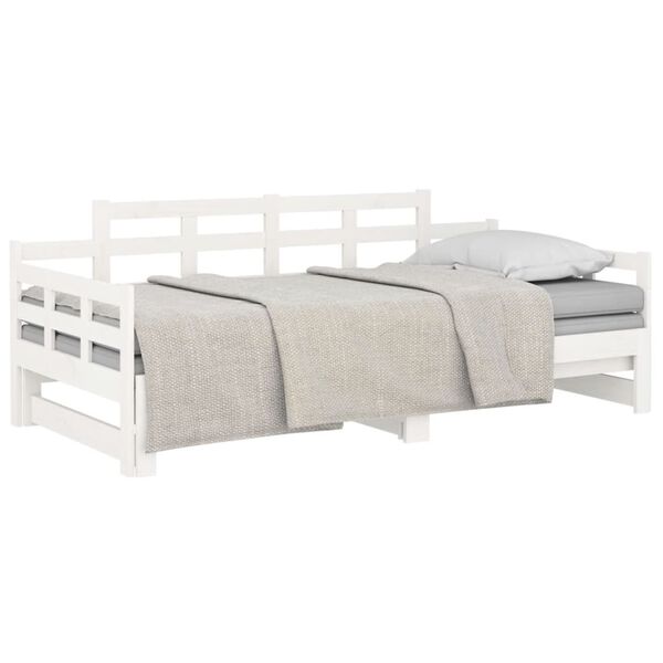 vidaXL Pull-out Day Bed without Mattress White 2x(90x200) cm