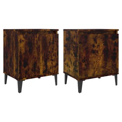 vidaXL Bed Cabinets with Metal Legs Smoked Oak 40x30x50 cm