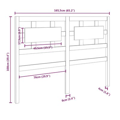 vidaXL Bed Headboard Grey 165.5x4x100 cm Solid Wood Pine