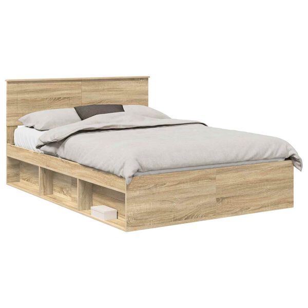 vidaXL Bed Frame Smoked Oak 150 x 200 cm Engineered wood