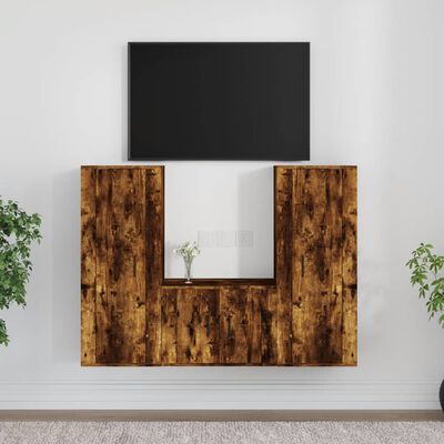 vidaXL 3 Piece TV Cabinet Set Smoked Oak Engineered Wood