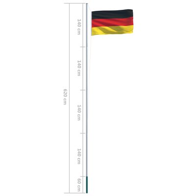 vidaXL Germany Flag and Pole Aluminium 6.2 m