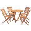 vidaXL 5 Piece Folding Garden Bistro Set Natural Solid Teak Wood