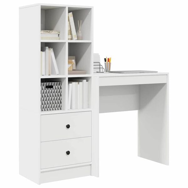 vidaXL Desk with Drawer 2 pcs White