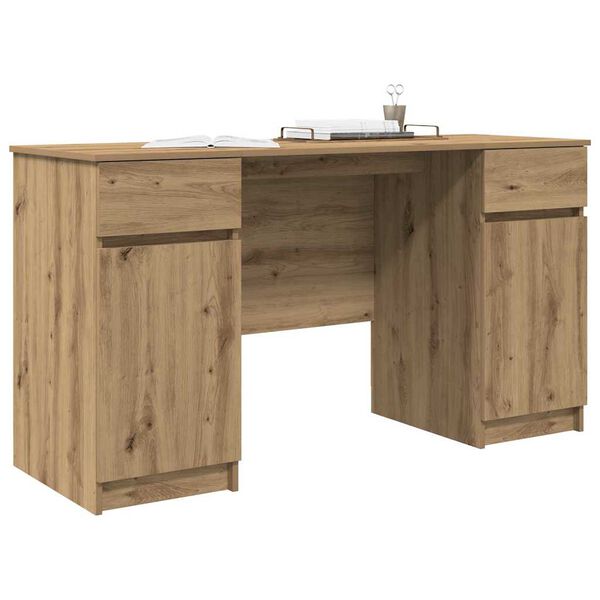 vidaXL Desk with Drawer Artisan oak 140 x 49 x 76 cm Engineered wood