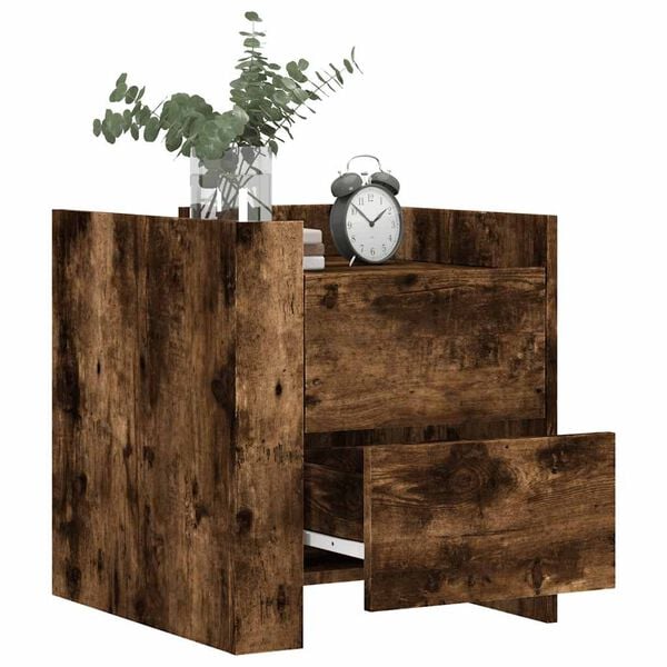 vidaXL Bedside Cabinet Smoked Oak 45x50x50 cm Engineered Wood