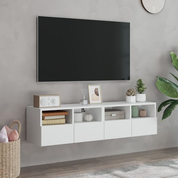 vidaXL TV Wall Cabinets 2 pcs White 60x30x30 cm Engineered Wood