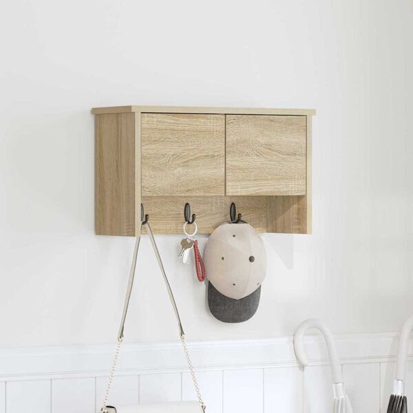 vidaXL Wall-Mounted Coat Rack with Shelf Sonoma oak 50 x 20 x 30 cm