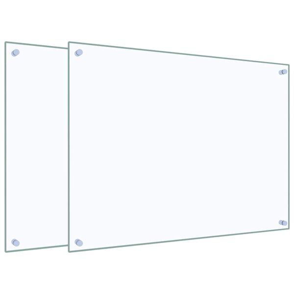 vidaXL Kitchen Backsplashes 2 pcs Transparent 80x60 cm Tempered Glass