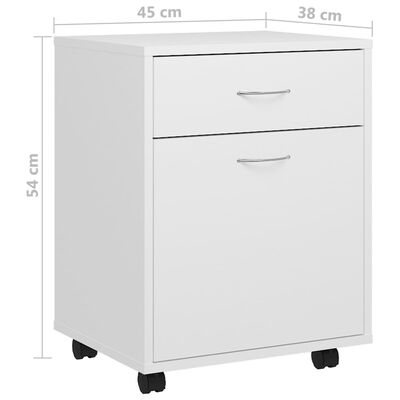 vidaXL Rolling Cabinet White 45x38x54 cm Engineered Wood