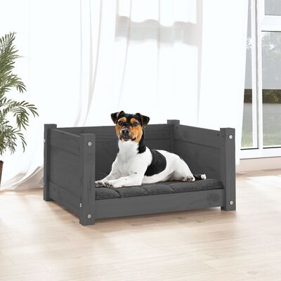 vidaXL Dog Bed Grey 55.5x45.5x28 cm Solid Pine Wood