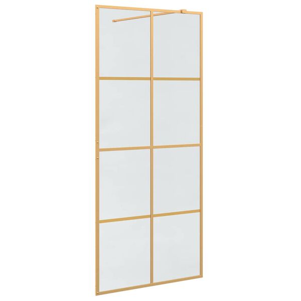 vidaXL Walk-in Shower Wall Gold 90 x 195 cm Tempered Glass