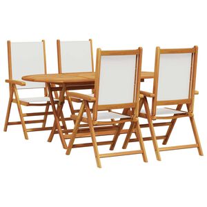 vidaXL Garden Dining Set Folding 5 pcs Cream White Solid Acacia Wood