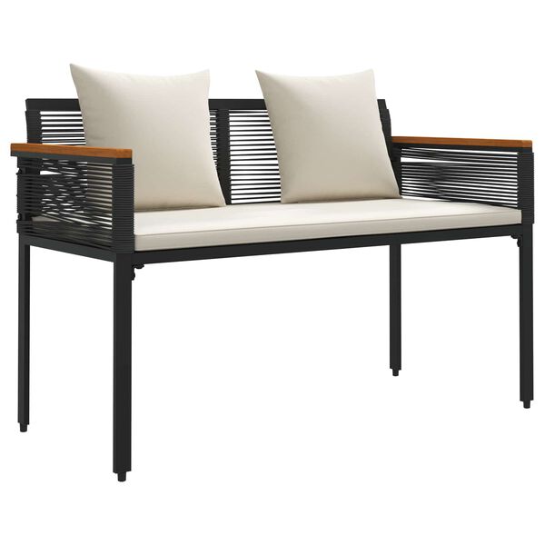 vidaXL Outdoor Bench Black and Cream White 117 x 54 x 74.5 cm