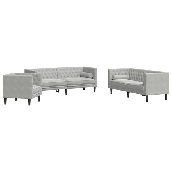 vidaXL Sofa Set Light grey Velvet