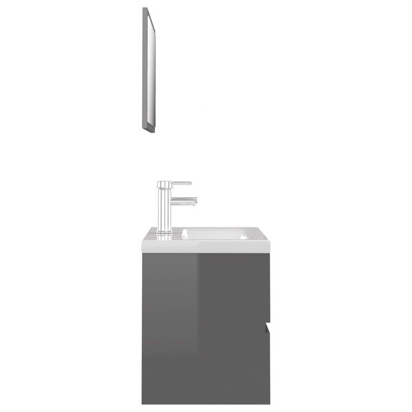 vidaXL Bathroom Furniture Set High Gloss Grey Engineered Wood