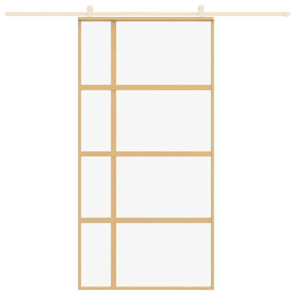vidaXL Sliding Door Gold 102.5x205 cm Clear ESG Glass and Aluminium