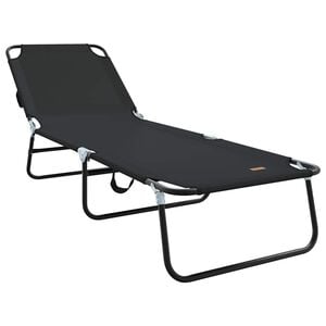 vidaXL Folding Sun Lounger Folding Black 188 x 57 x 86.5 cm Polyester