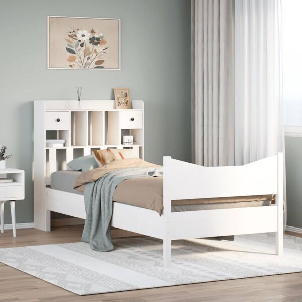 vidaXL Bed Frame without Mattress White 75x190 cm Small Single Solid Wood Pine