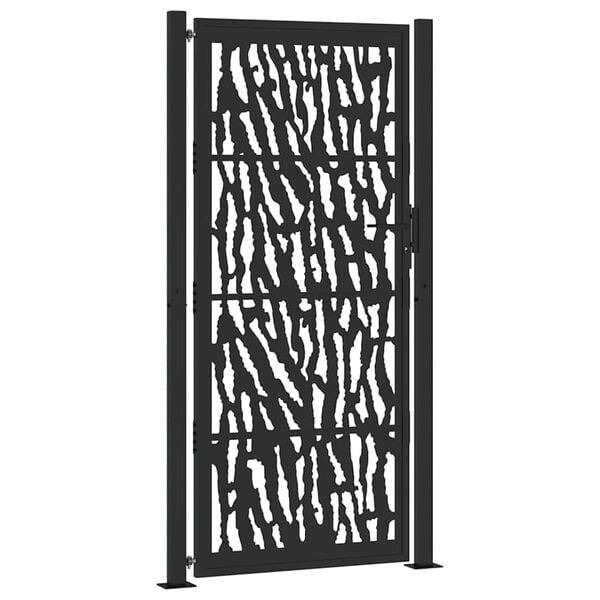vidaXL Garden Gate Black 100x200 cm Steel Trace Design