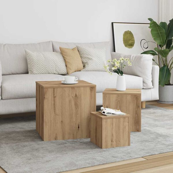 vidaXL Side Tables 3 pcs Old Wood Engineered Wood