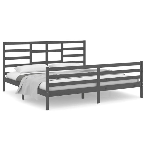vidaXL Bed Frame without Mattress Grey Solid Wood 200x200 cm