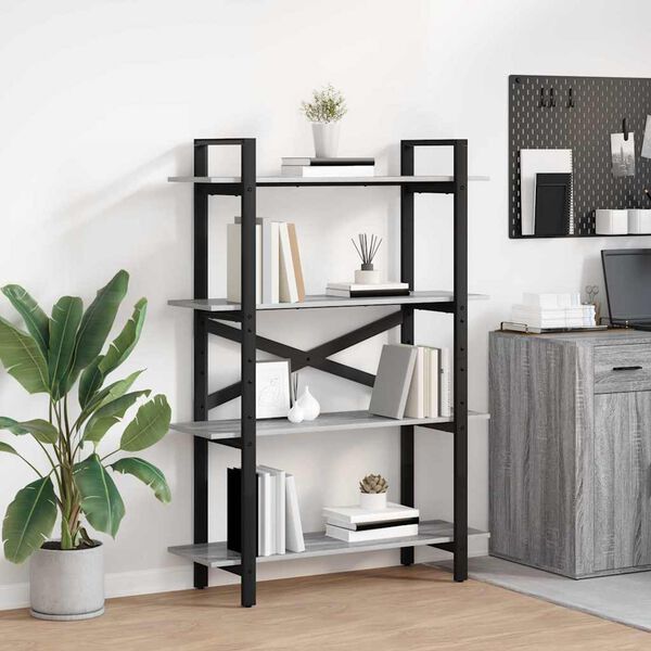 vidaXL Bookshelf Grey Sonoma 100 x 33.5 x 140 cm Engineered Wood