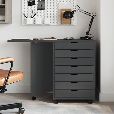 vidaXL Rolling Cabinet with Desk MOSS Grey Solid Wood Pine