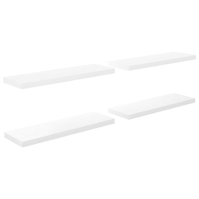 vidaXL Floating Wall Shelves 4 pcs High Gloss White 80x23.5x3.8 cm MDF