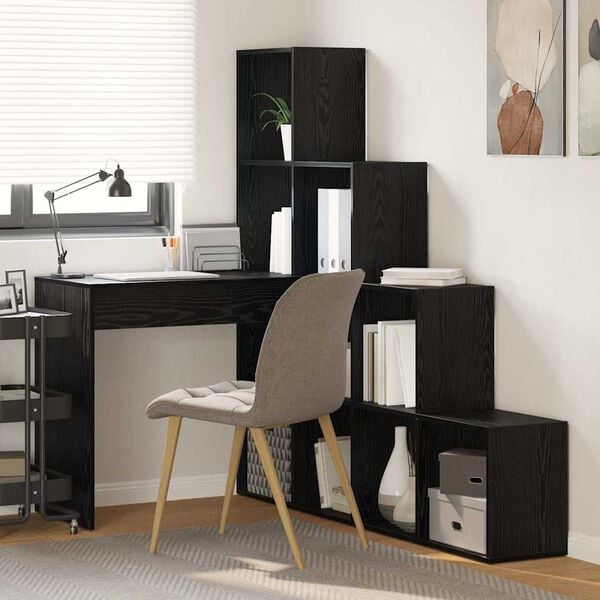 vidaXL Corner Desk Black Oak 101.5 x 149.5 x 149.5 cm Engineered Wood