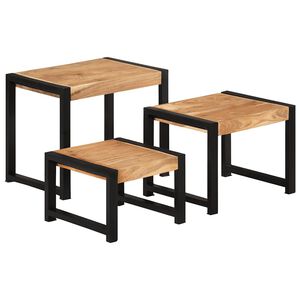 vidaXL Side Table | Set of 3 | Wood and black