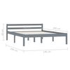 vidaXL Bed Frame without Mattress Grey Solid Pine Wood 140x200 cm