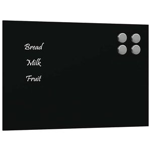 vidaXL Wall-mounted Magnetic Board Black 30x20 cm Tempered Glass