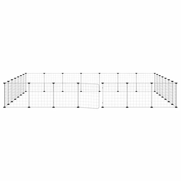 vidaXL 28-Panel Pet Cage with Door Black 35x35 cm Steel