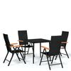 vidaXL 5 Piece Garden Dining Set Black