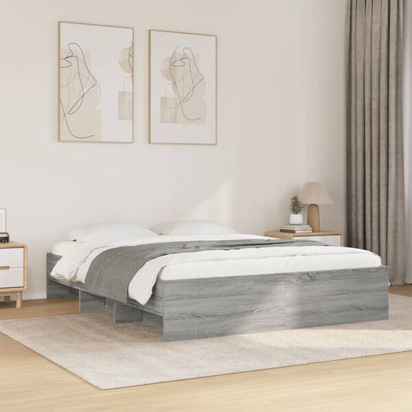 vidaXL Bed Frame without Mattress Grey Sonoma 160x200 cm Engineered Wood