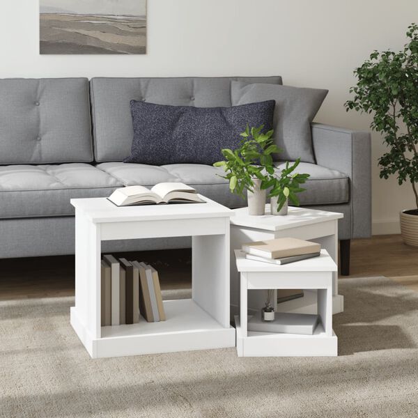 vidaXL Coffee Tables 3 pcs White Engineered Wood