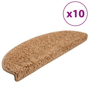 vidaXL Stair Mats 10 pcs 65x21x4 cm Beige Half Round Large