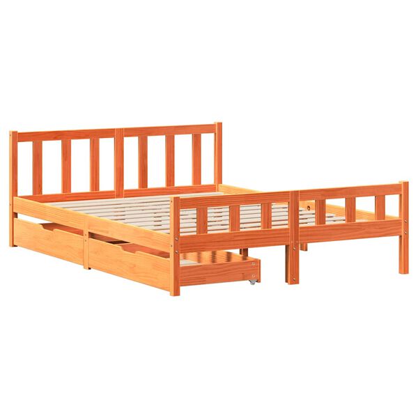 vidaXL Bed Frame without Mattress Wax Brown 160x200 cm Solid Wood Pine