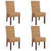 vidaXL Dining Chair | Set of 4 | Brown | Solid mango wood and real rattan