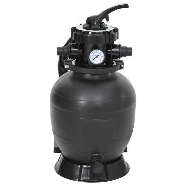 vidaXL Pool Sand Filter with 6-Way Valve Black