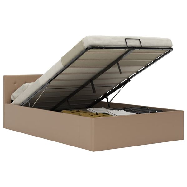 vidaXL Hydraulic Storage Bed Frame without Mattress Cappuccino 140x200cm