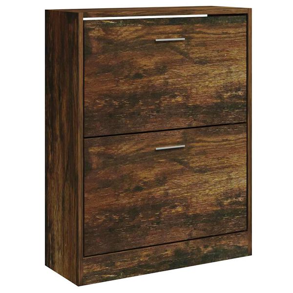 vidaXL Shoe Cabinet Smoked Oak 63x24x81 cm Engineered Wood