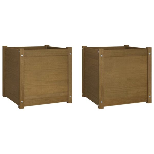 vidaXL Garden Planters 2 pcs Honey Brown 50x50x50 cm Solid Pinewood