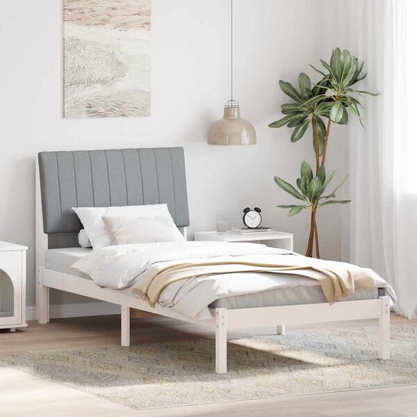 vidaXL Bed Frame with Headboard White 90 x 200 cm Solid Pine Wood