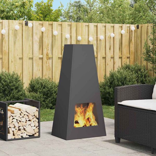 vidaXL Fire Pit Black 50 x 35 x 100 cm Steel